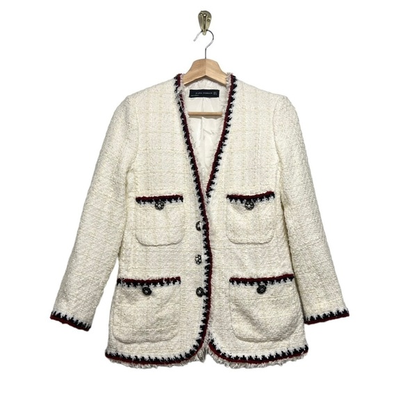 ZARA Tweed Boucle with Gem Blazer S - Picture 8 of 15